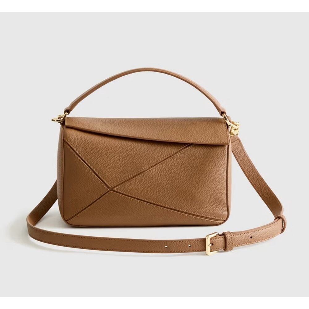 NWOT QUINCE ITALIAN LEATHER PATCHWORK CROSSBODY BAG COGNAC HANDBAG MSRP $160